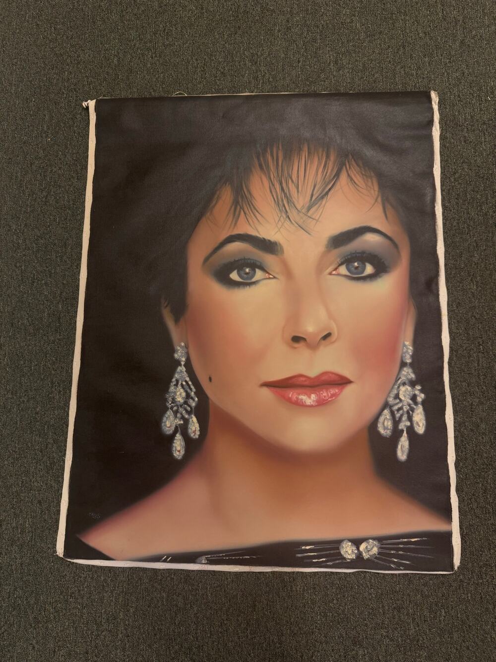 Elizabeth Taylor Oil Portrait Painting On Canvas Signed -TROUT- "89" 40x30"